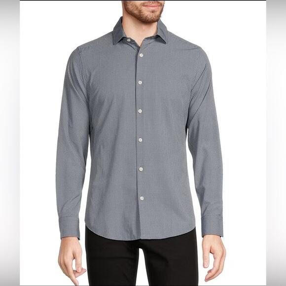 Murano Men’s Slim Fit Performance Men’s Black & White Checkered Shirt. 2XL. NWT - Picture 2 of 13